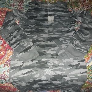 Cold shoulder camo top